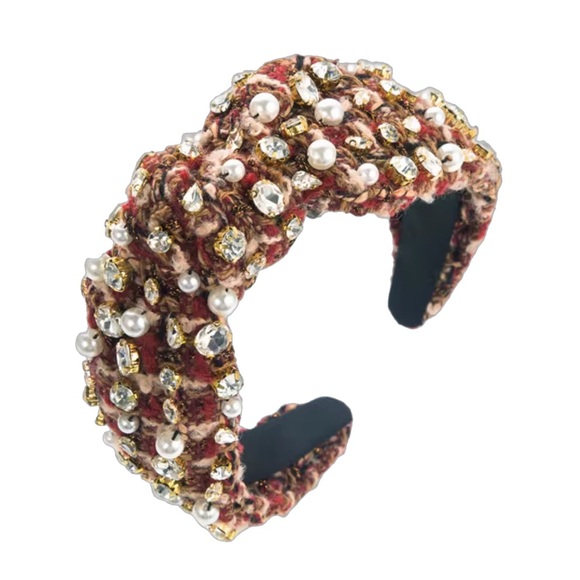 NEW The Everyday Bling Pearl Tweed Headbands - Picture 1 of 6
